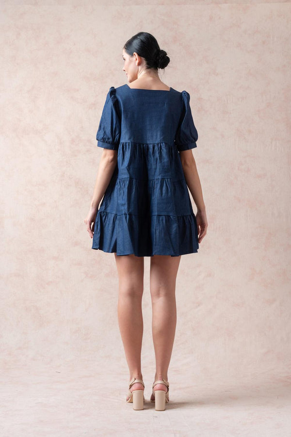 Rhino Blue 3-Tier Short Dress