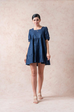 Rhino Blue 3-Tier Short Dress