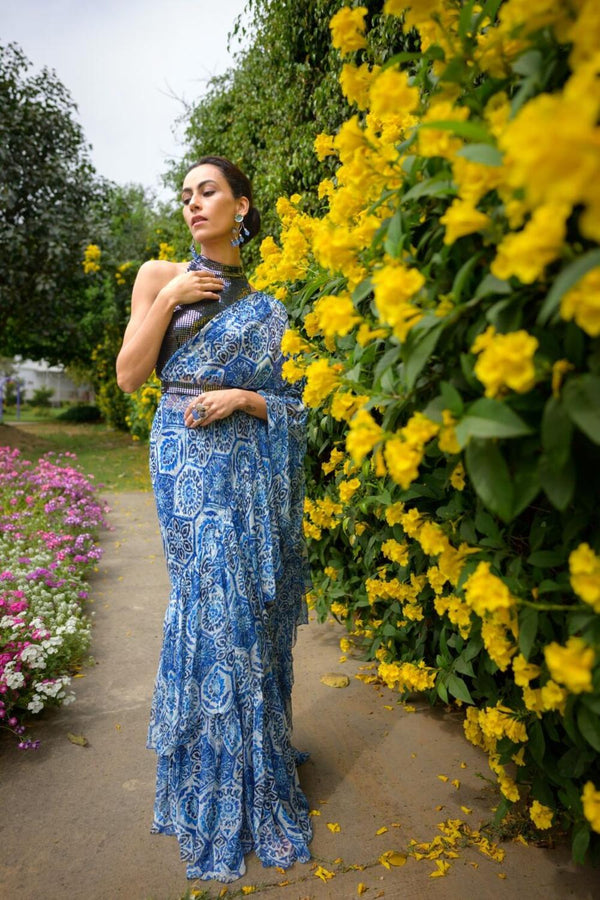 Maya Pre-Draped Ruffle Saree