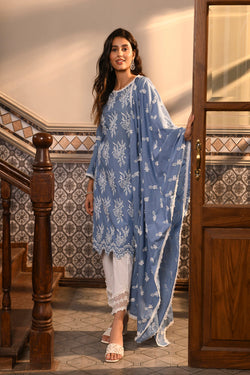 Anisa Kurta with Round Hem Organza PAnel Pants