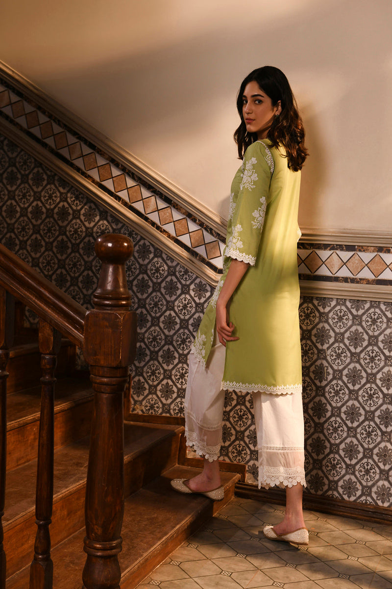 Ayda Kurta with Floral Lace Flared Pants