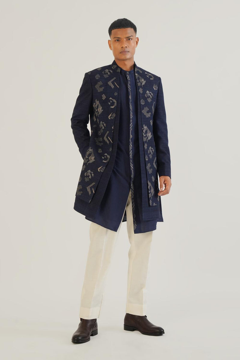 Criss Cross Front Open Sherwani