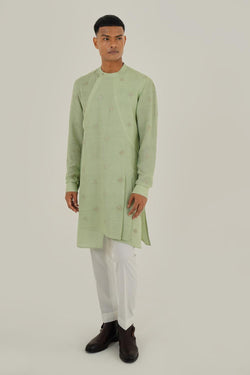 Layered Silk Kurta Set With Metallic Embroidery