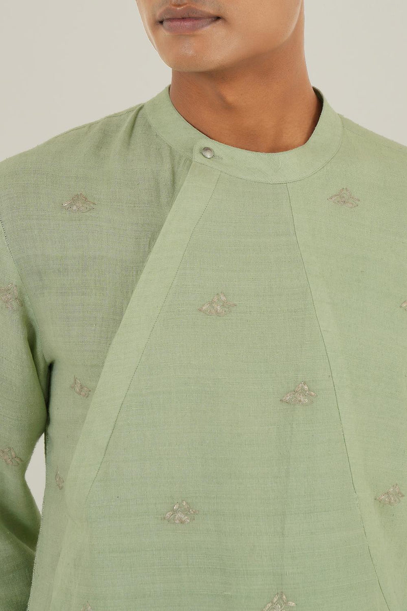 Layered Silk Kurta Set With Metallic Embroidery