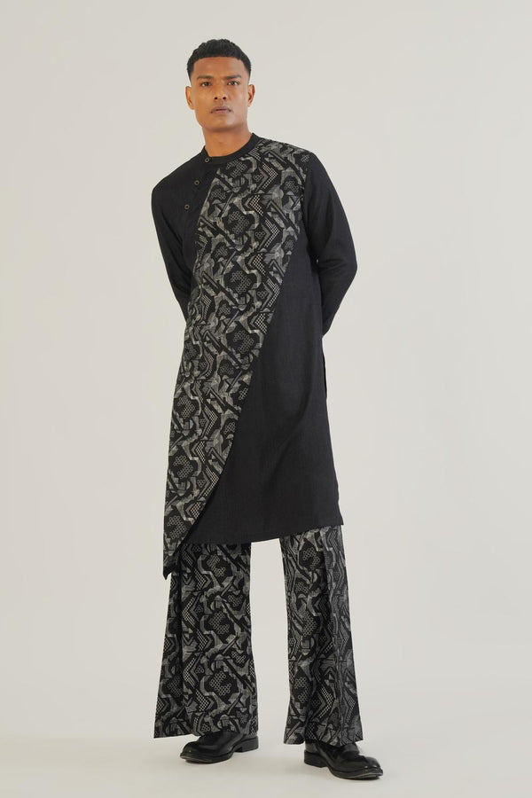 Cotton Silk Criss Cross Printed Kurta Set