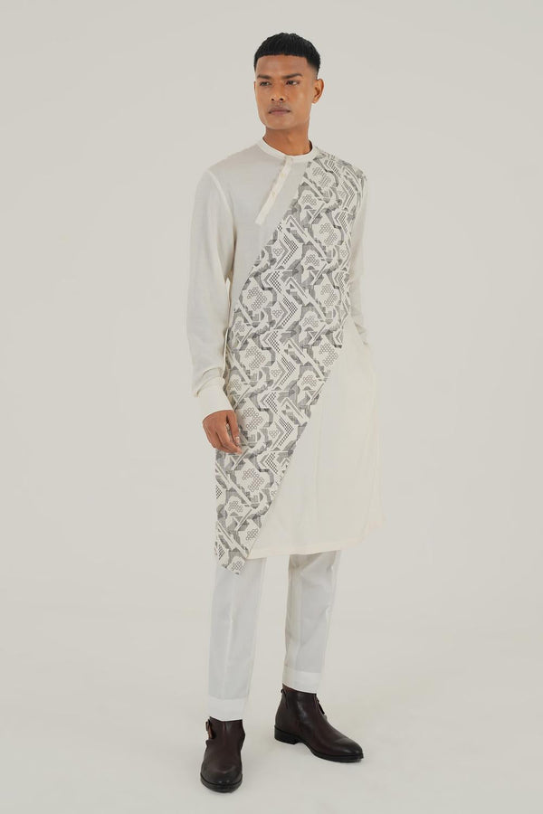 Cotton Silk Criss Cross Printed Kurta Set