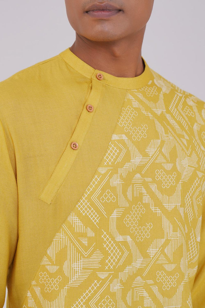 Cotton Silk Criss Cross Printed Kurta Set