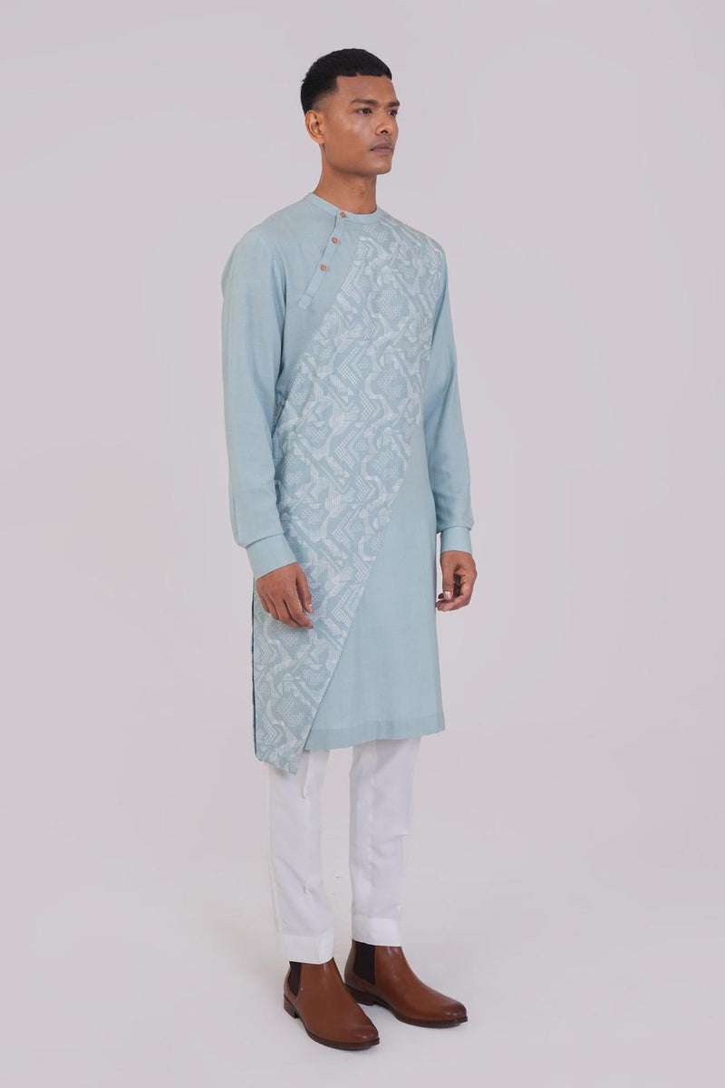 Cotton Silk Criss Cross Printed Kurta Set