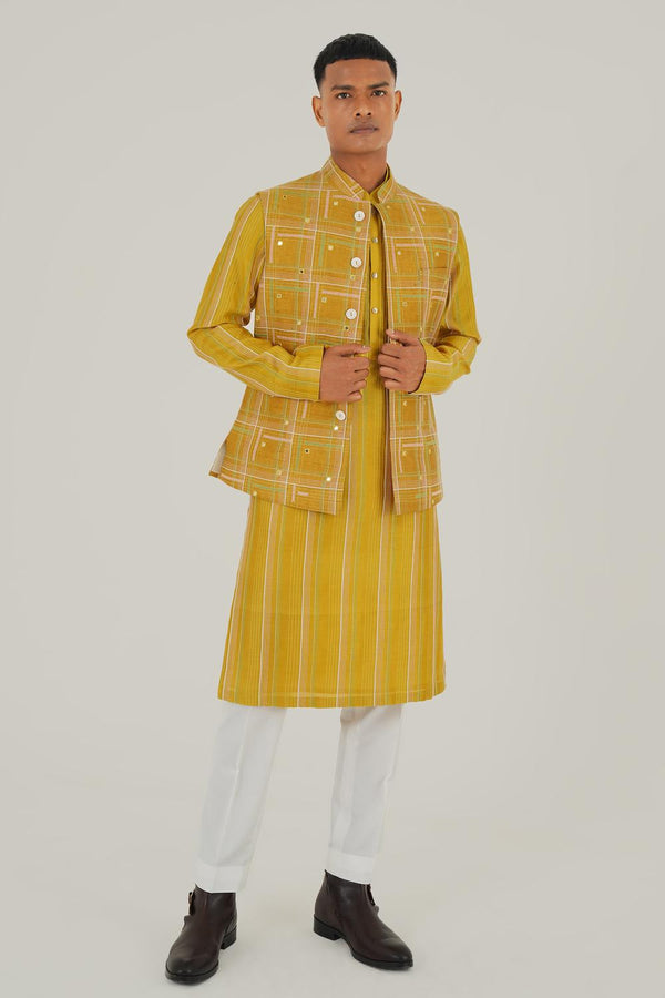 Geometric Embroidered Jawahar Jacket With Mirror Work