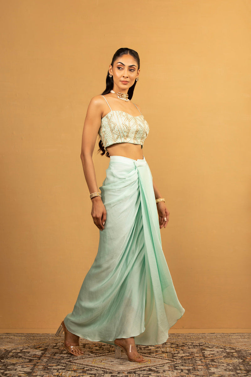 Ice Blue Dhoti Set