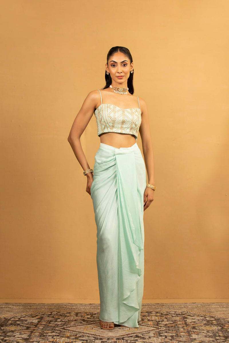 Ice Blue Dhoti Set