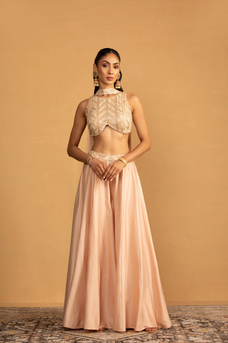 Peach Sharara Set