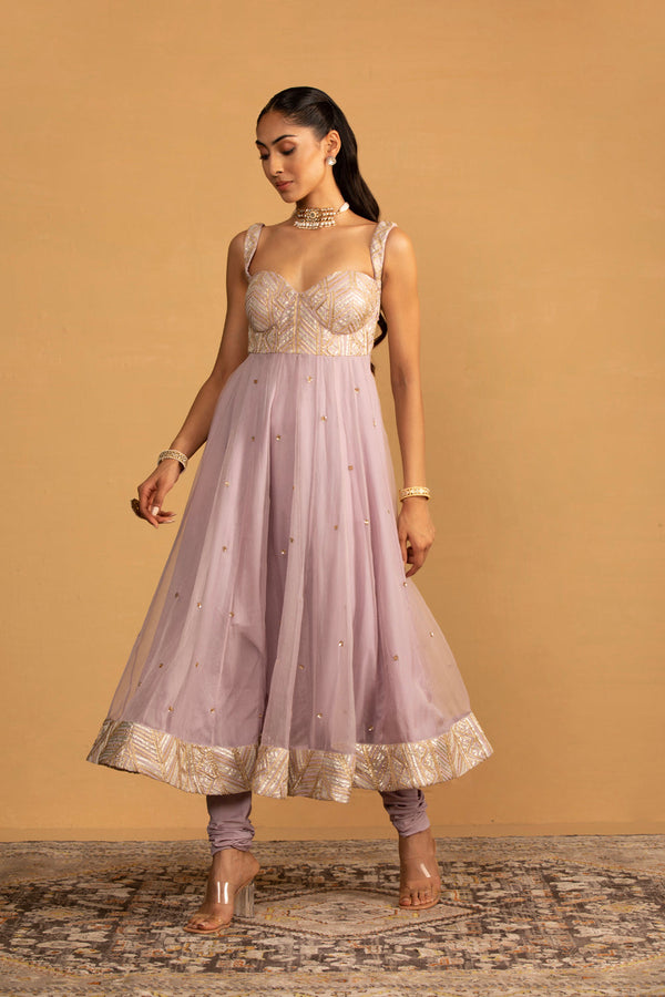 Lilac Anarkali Set