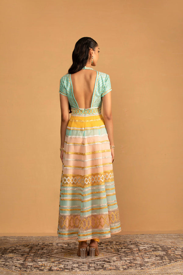 Aqua Multicolour Anarkali Set