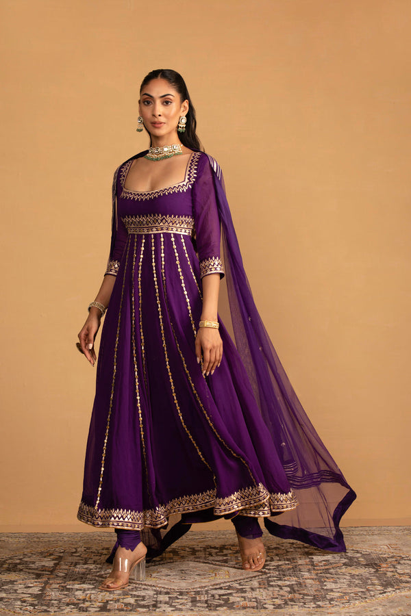 Purple Anarkali Set