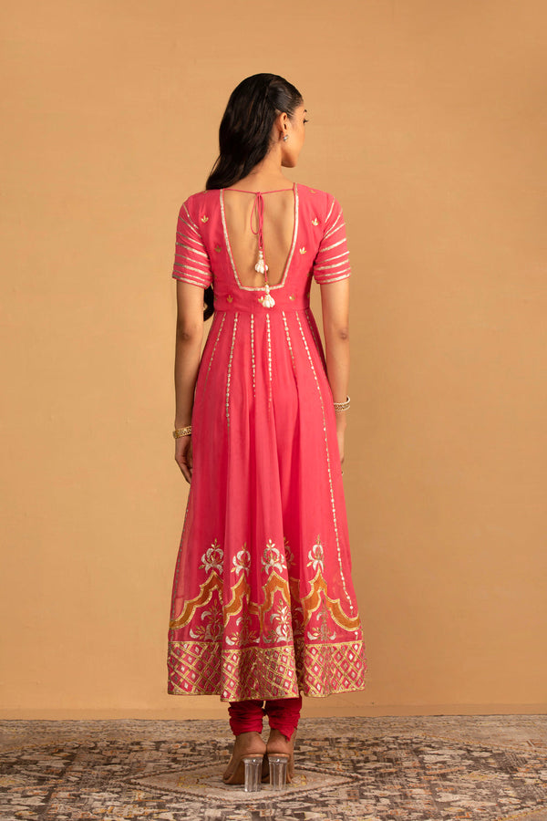 Peach Pink Anarkali Set