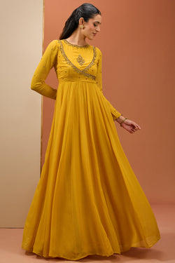 Mustard Anrakali Set