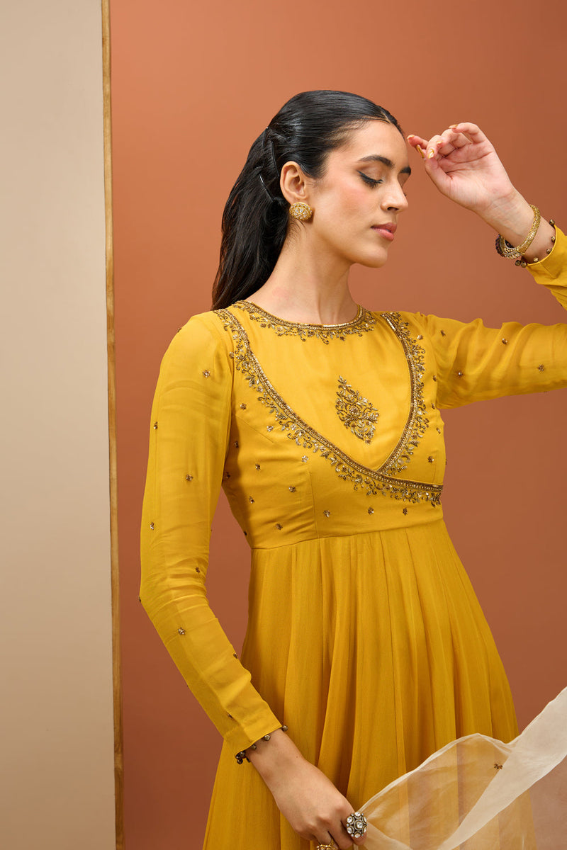 Mustard Anrakali Set