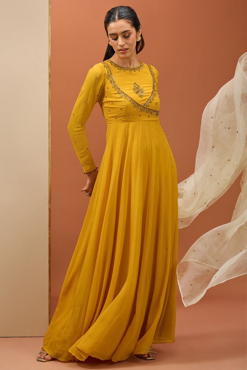 Mustard Anrakali Set