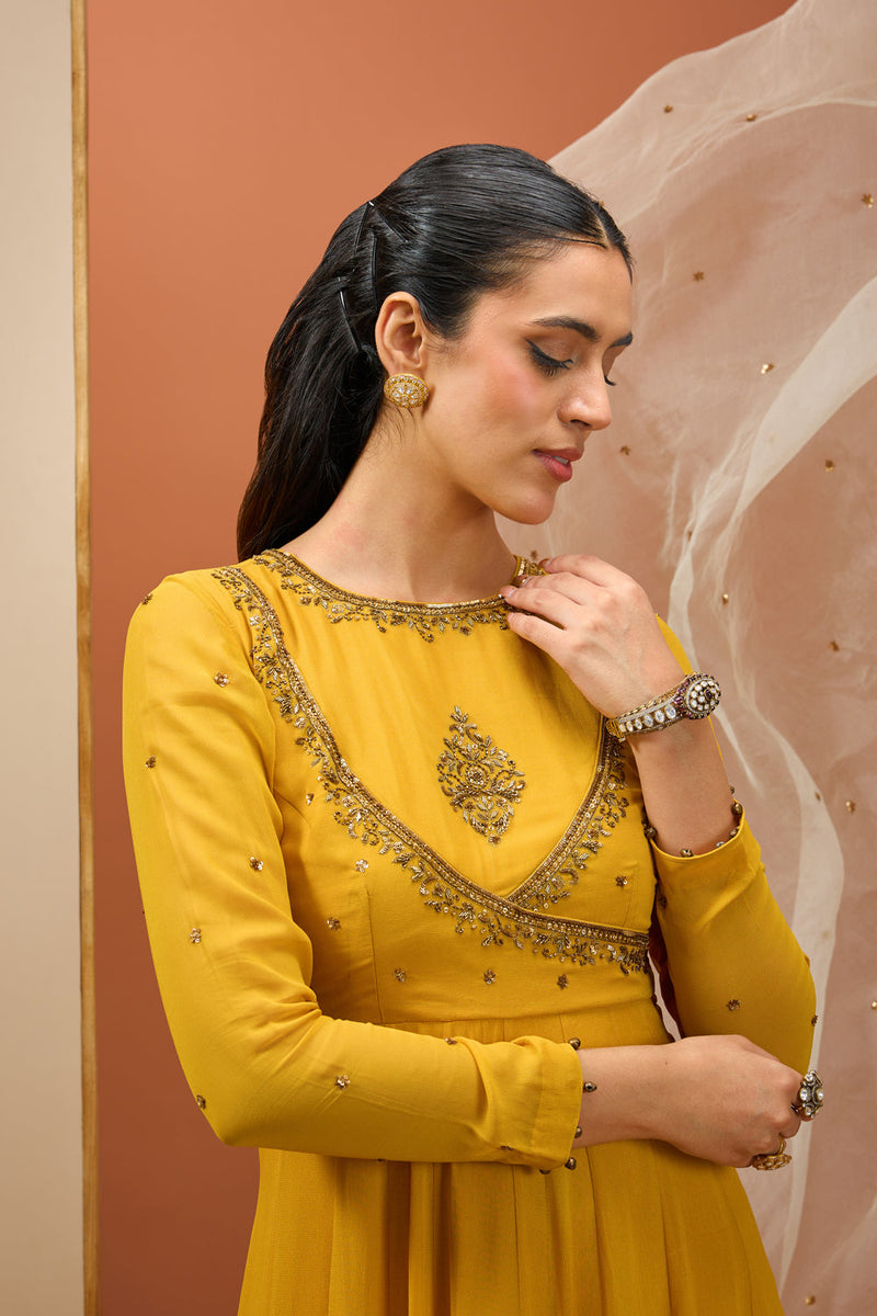 Mustard Anrakali Set