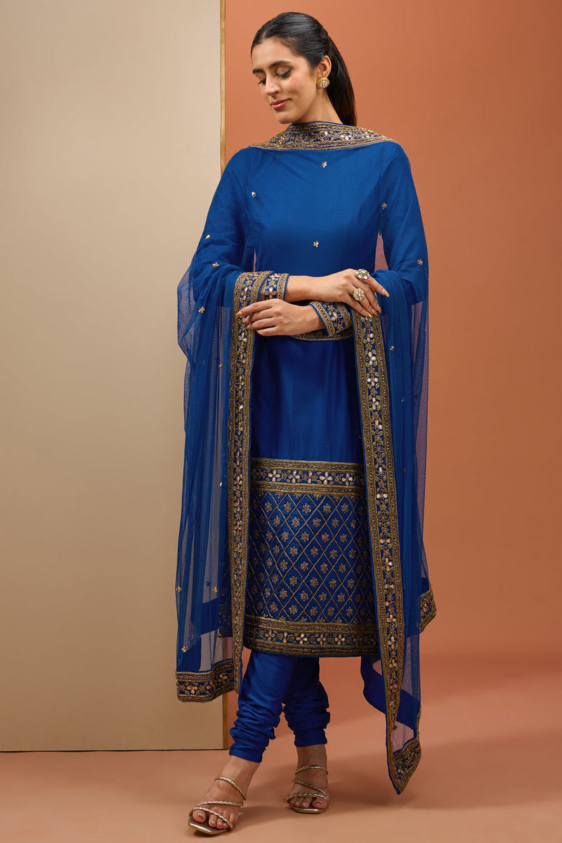 Blue Straight Kurta Set