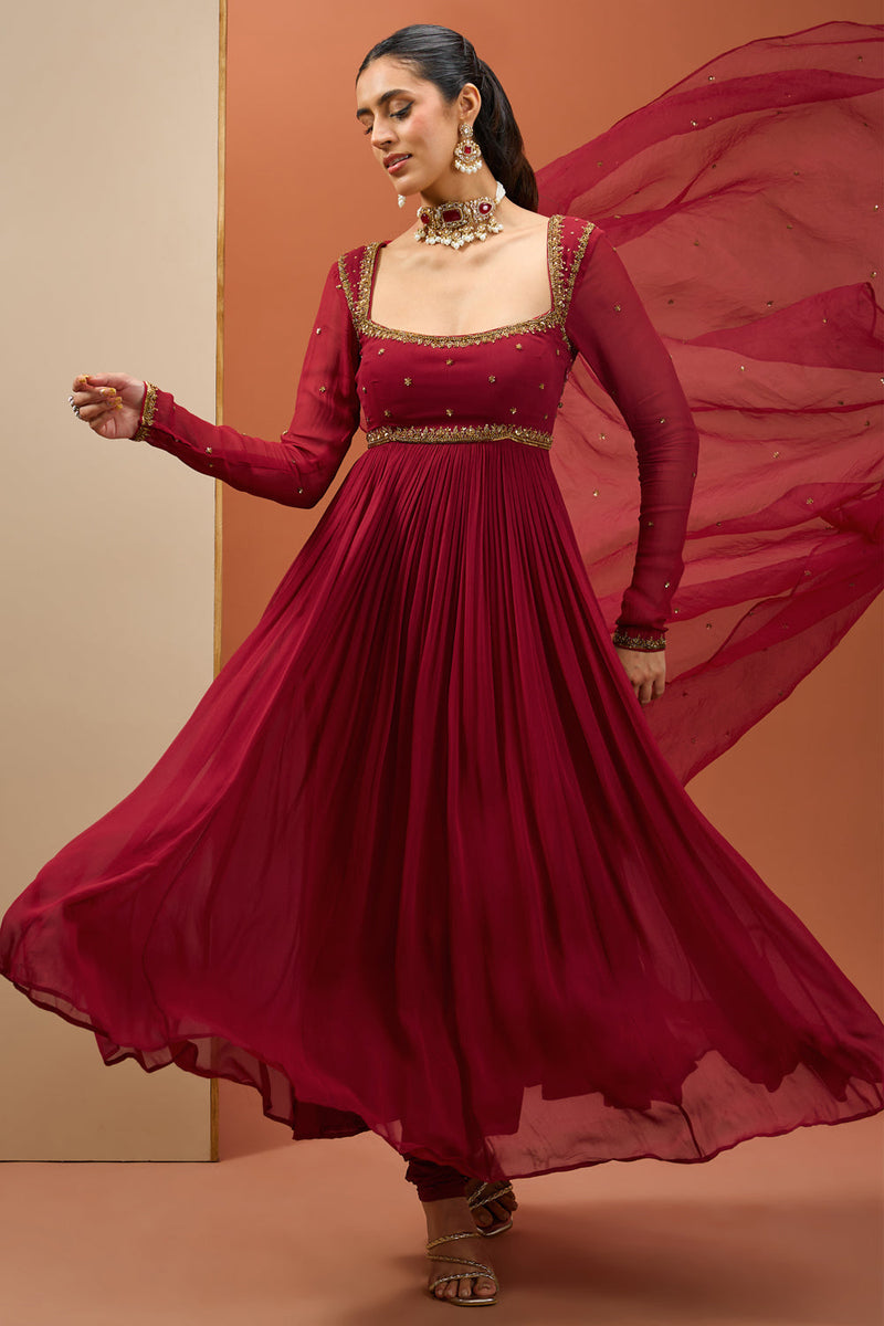 Mehroon Anarkali Set