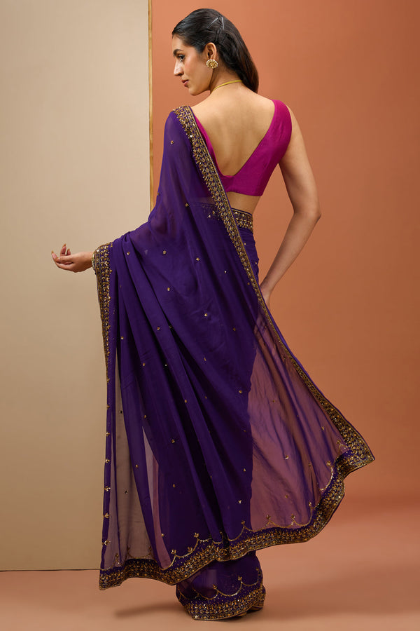 Deep Purple Saree Set