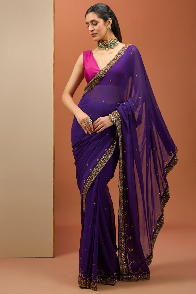 Deep Purple Saree Set