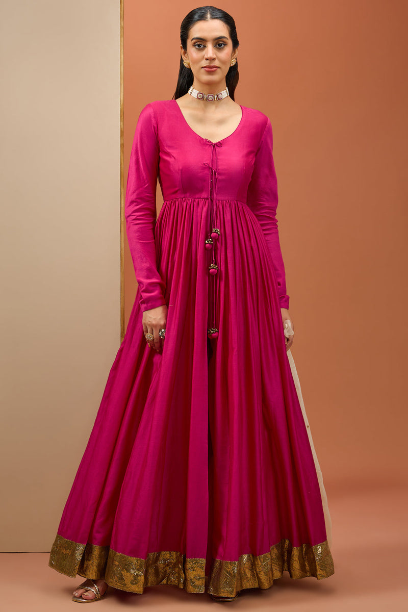 Hot Pink Lampi Anarkali Set