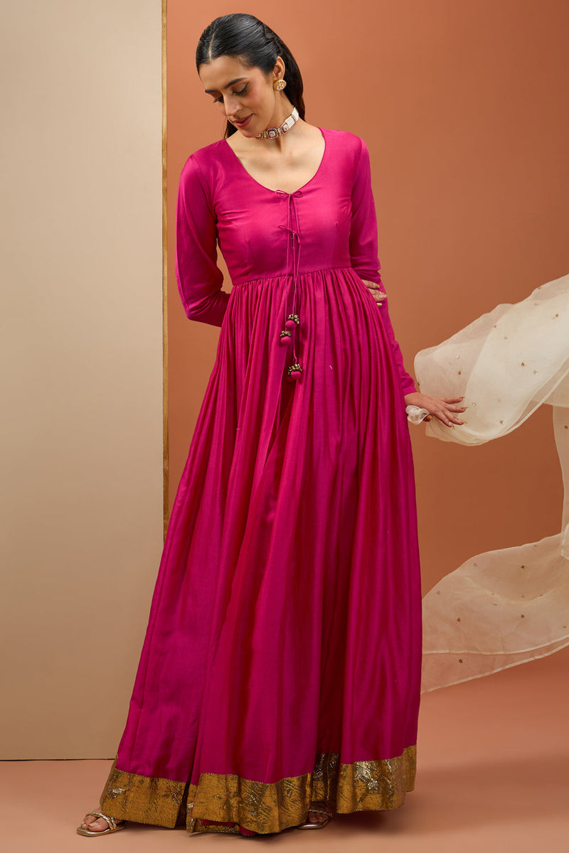 Hot Pink Lampi Anarkali Set