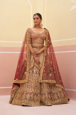 Onion Pink Organza Lehenga Set