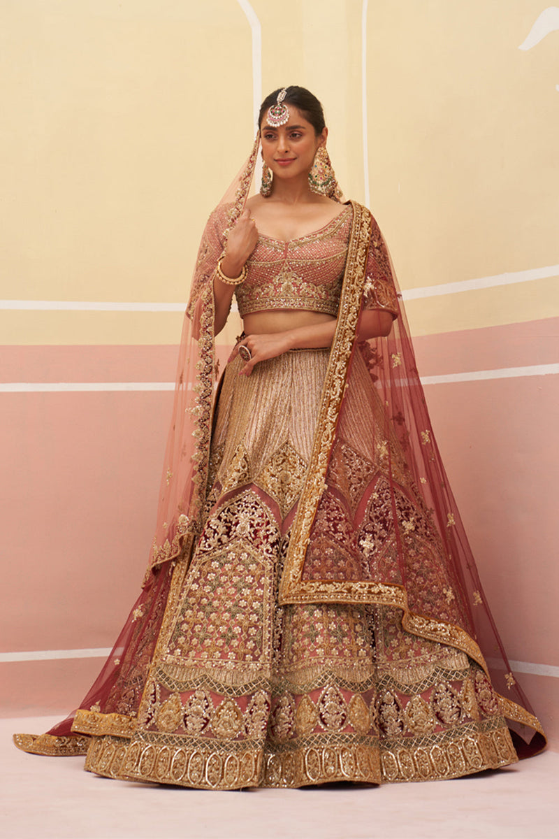 Onion Pink Organza Lehenga Set