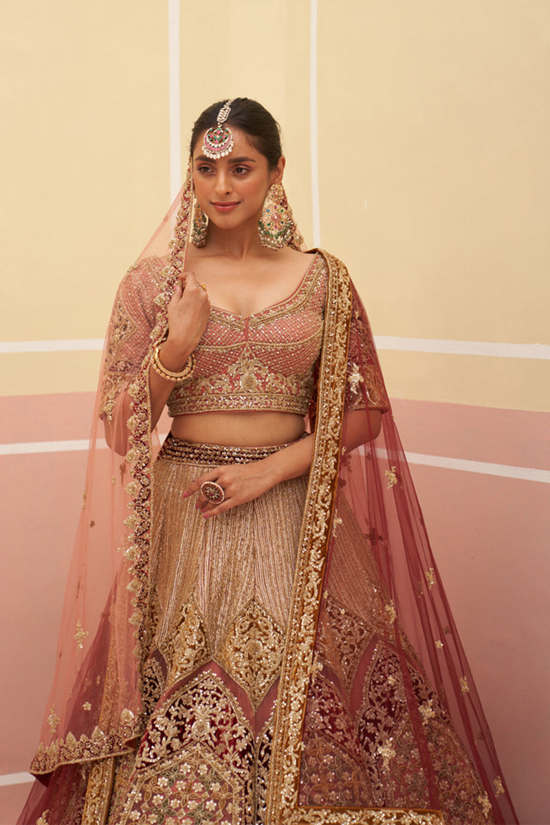 Onion Pink Organza Lehenga Set