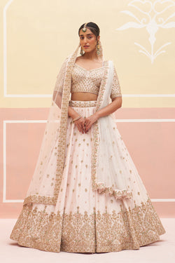 Blush Pink Raw Silk Lehenga Set