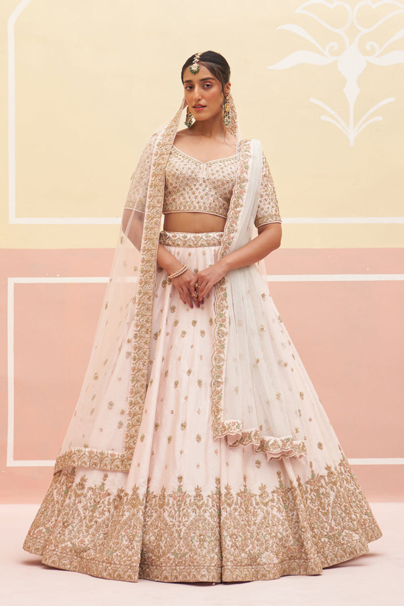 Blush Pink Raw Silk Lehenga Set