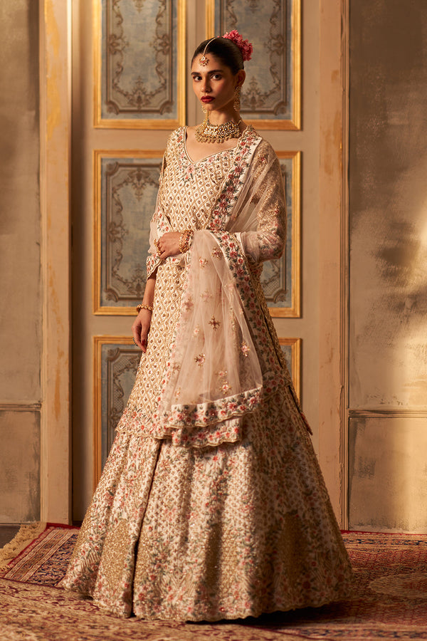 Blush Pink Raw Silk Double Dupatta Lehenga Set