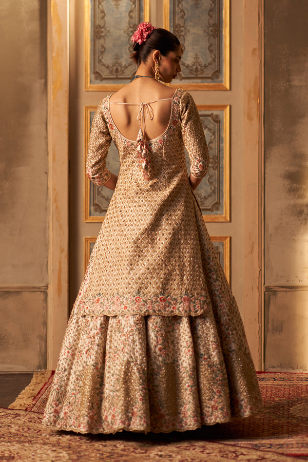 Blush Pink Raw Silk Double Dupatta Lehenga Set