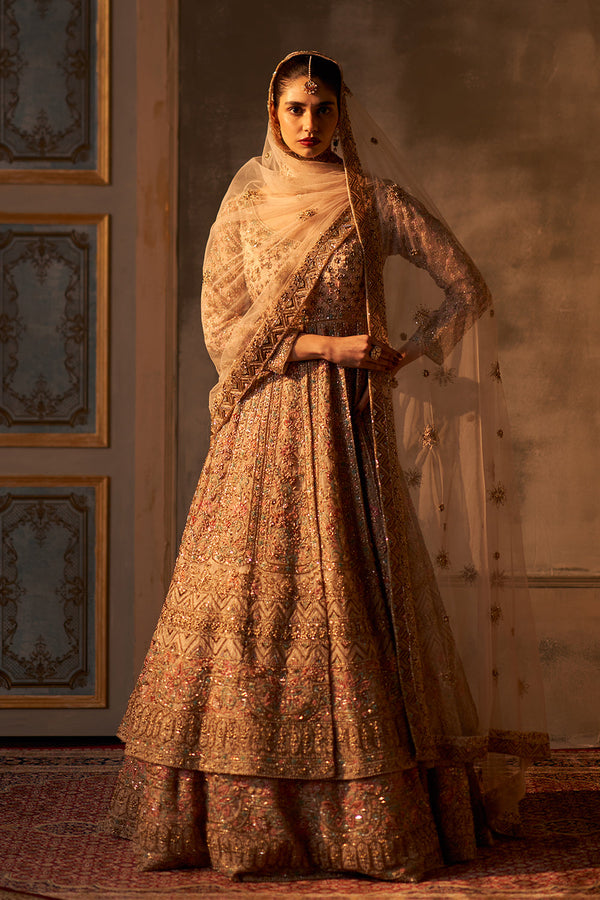 Peach Organza Lehenga Set