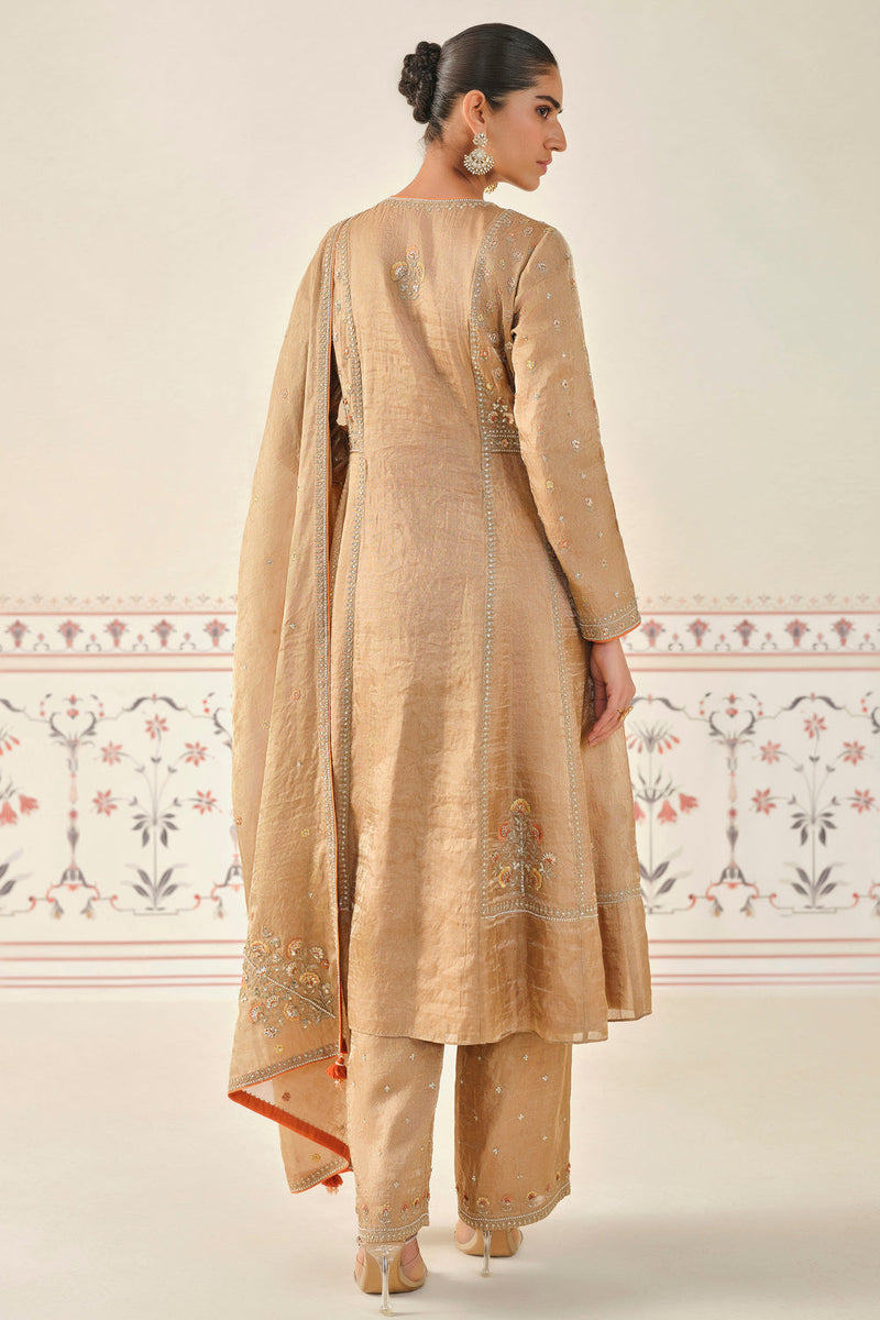 Yashna Embroidered Suit Set - Bronze