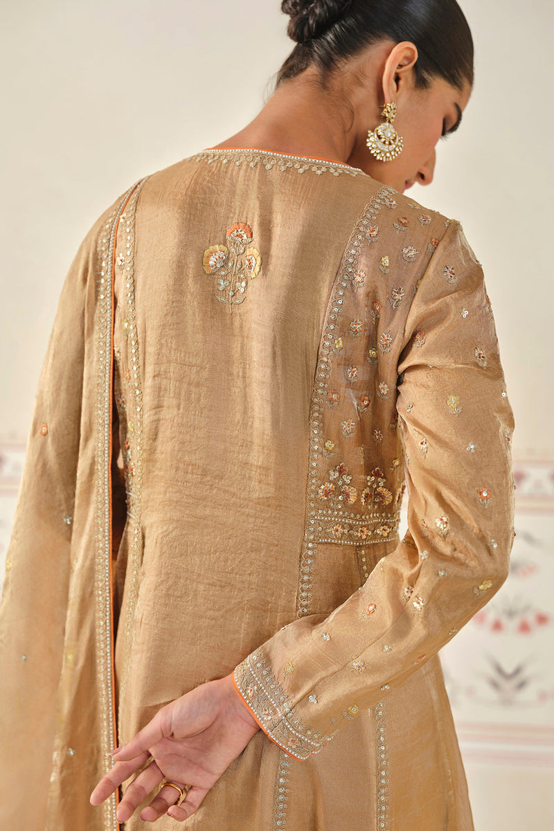 Yashna Embroidered Suit Set - Bronze