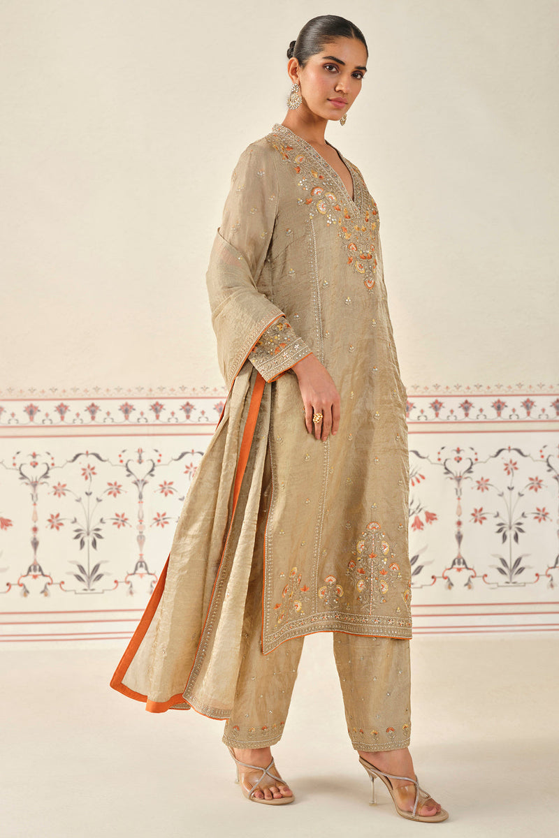 Indali Embroidered Kurta Set - Gold