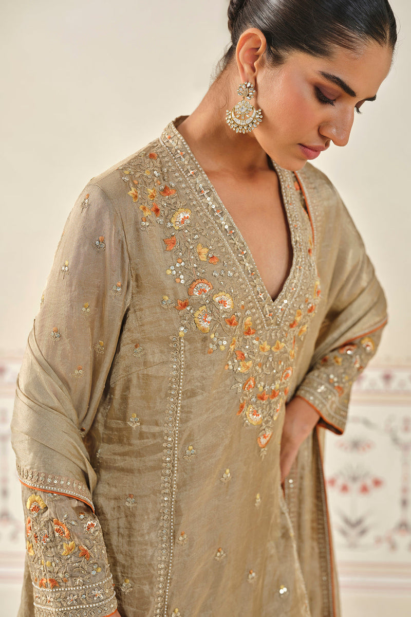 Indali Embroidered Kurta Set - Gold