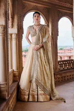 Nehmat Embroidered Lehenga Set - Gold