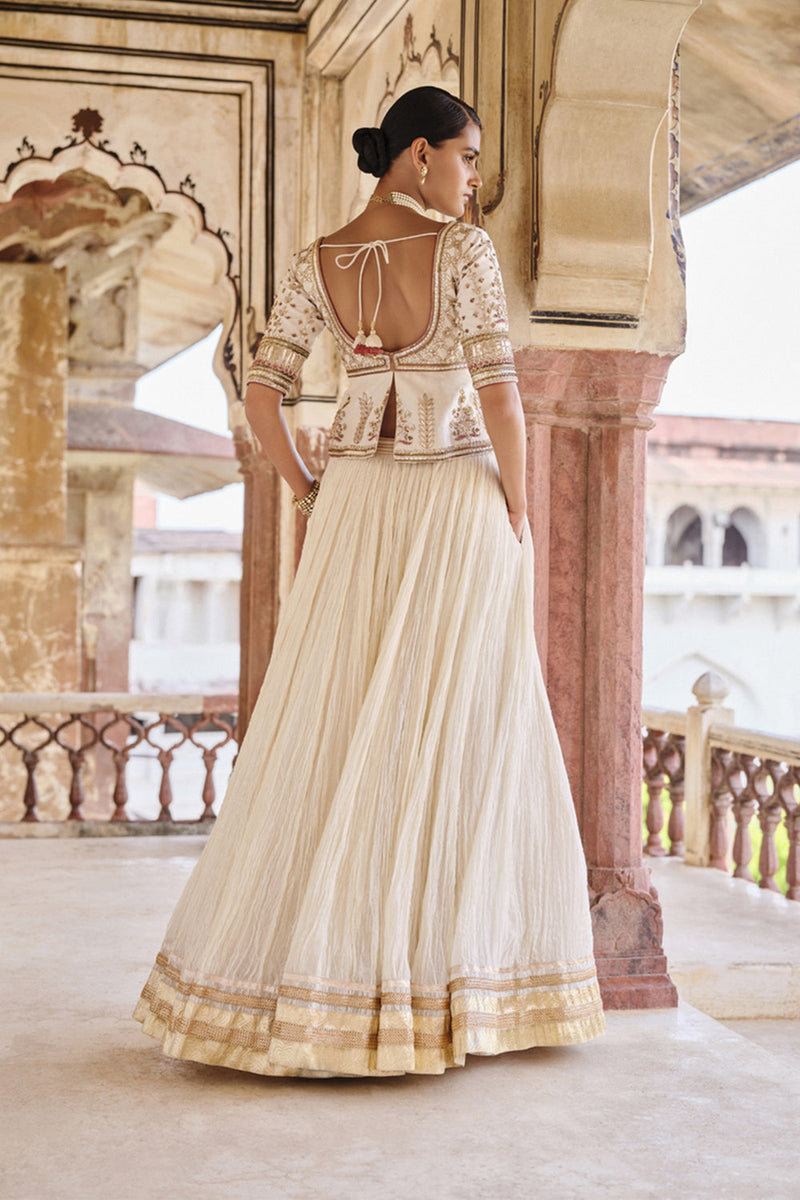 Amara Gota Patti Mul Lehenga Set Natural