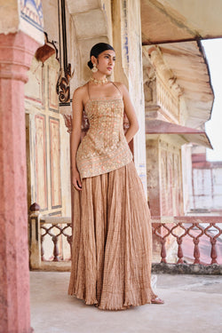 Naushaba Embroidered Sharara Set - Gold