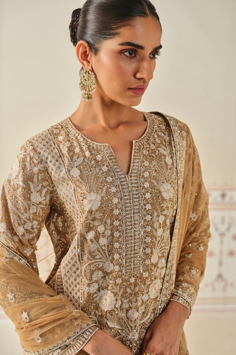 Kshamya Embroidered Suit Set - Bronze