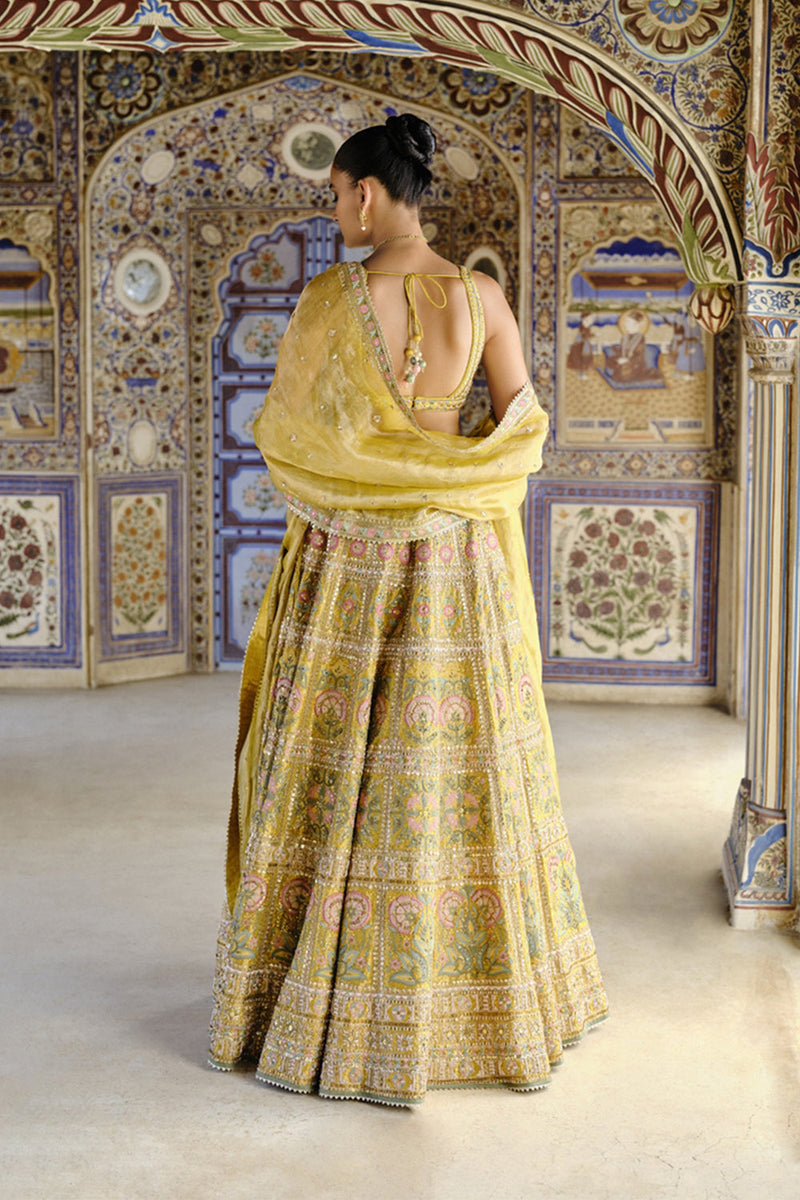 Sol Gota Patti Silk Lehenga Set Yellow