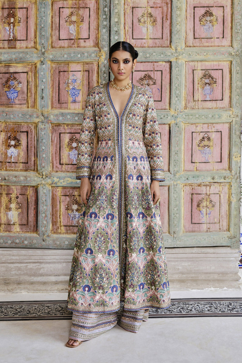 Krandasi Embroidered Zardozi Jacket Set - Blush