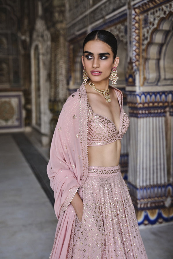 Soliel Handcrafted Badla Lehega Set – Blush