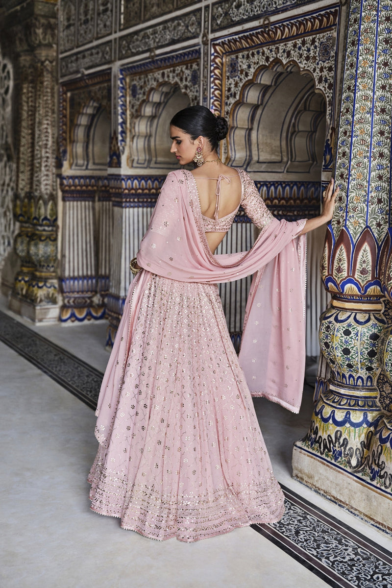 Soliel Handcrafted Badla Lehega Set – Blush